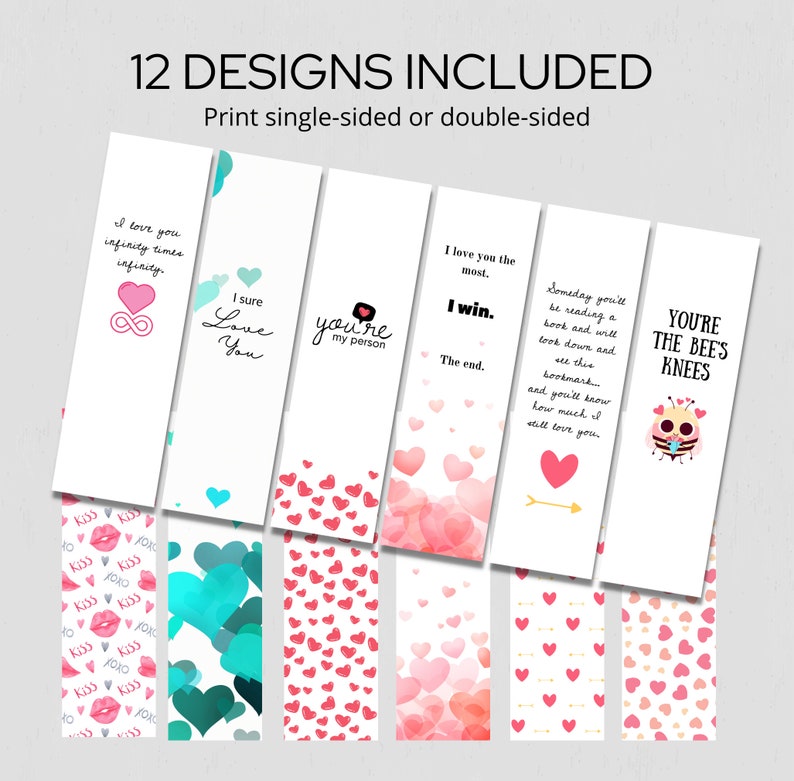 Printable Love Bookmarks, Cute Romance Bookmarks to Say, i Love You ...