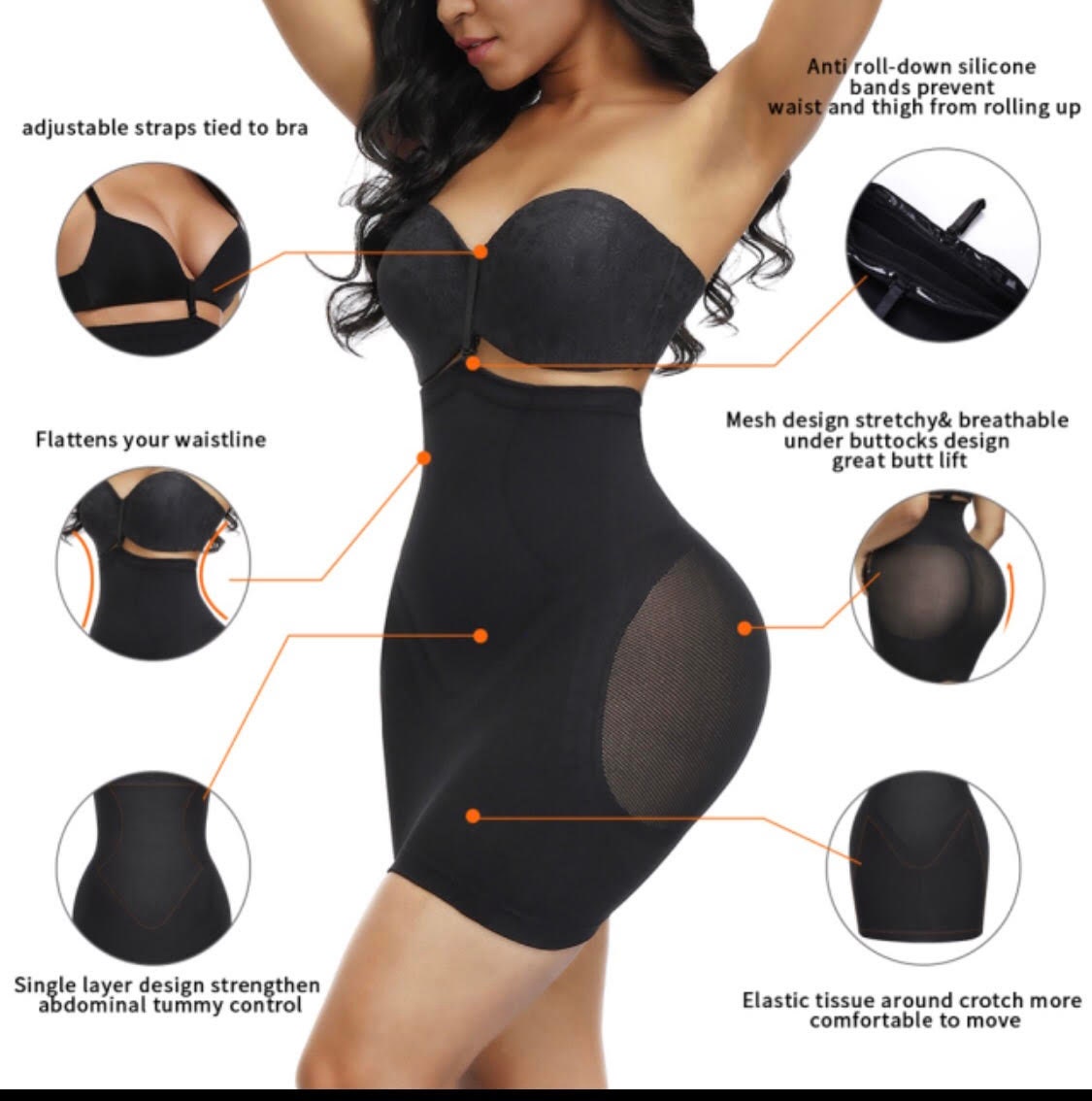 Strapless Shapewear For Women Tummy Control Invi Halft Back Bra Backless  Built In Bra Body Shapers Black L 