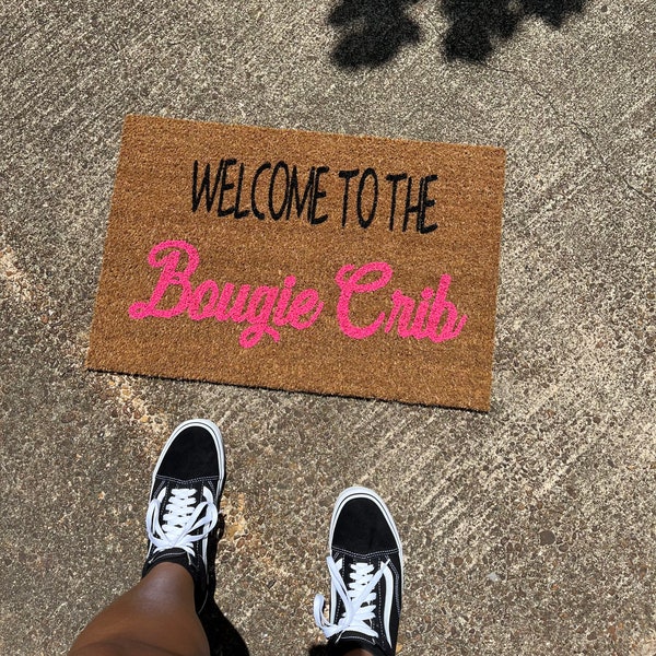 Welcome To The Bougie Crib Doormat, Hand Painted, Closing Gift, Personalized Doormat, Custom Doormat, Gifts For Her, Housewarming Gift