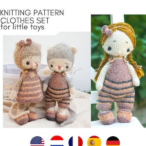 Strickanleitung - kleines süsses Kleidungsset für kleines Spielzeug, Strickmuster für Spielzeugkleidung
