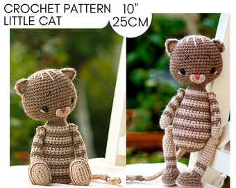 Patrón de gato a crochet, patrón de gato amigurumi, patrón de gatito a crochet, patrones de juguetes amigurumi, patrón de animales a crochet