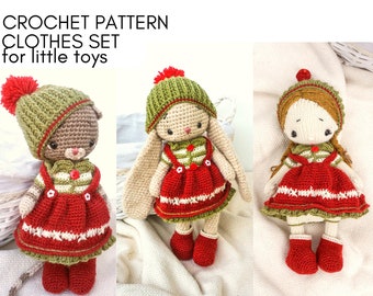 crochet pattern christmas baby gnome clothes set - crochet pattern for small toy clothes