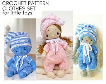 crochet pattern little bedtime toy outfit for small toys