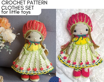 Patrón de crochet / Conjunto de ropa de juguete - Conjunto Bebé Alice