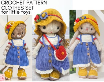Crochet Pattern - Cute Toy Clothes Set - Crochet Pattern for small toys - Outfit Baby Kylie