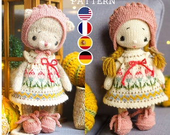 Knitting pattern - Small toy clothes set - cute knitting toy clothes pattern - Baby Summer  - English / Francias / Español / Deutsch