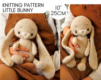 Patrón de conejito de punto, patrón de conejito de punto, patrón de animales de punto, patrón de tejido - juguete de 10''/25 cm
