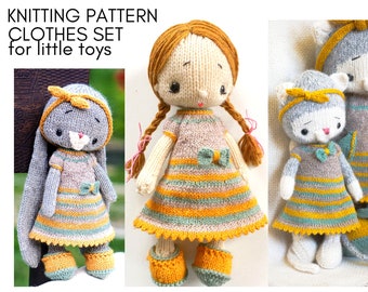 Patrones de tejido - Lindo conjunto de ropa para juguetes pequeños - Patrón de tejido - Conjunto Bebé Betty