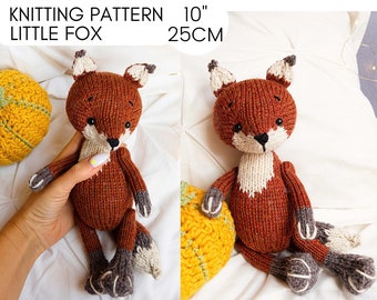 Patrón de juguete para tejer, patrón para tejer a máquina, patrón de animales para tejer, patrón de juguete para tejer "Sr. Bebé Zorrito" de punto - 25 cm