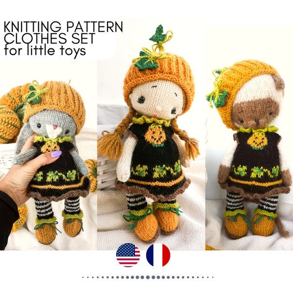 Knitting patterns - Halloween Baby clothes set - cute knitting toy clothes pattern