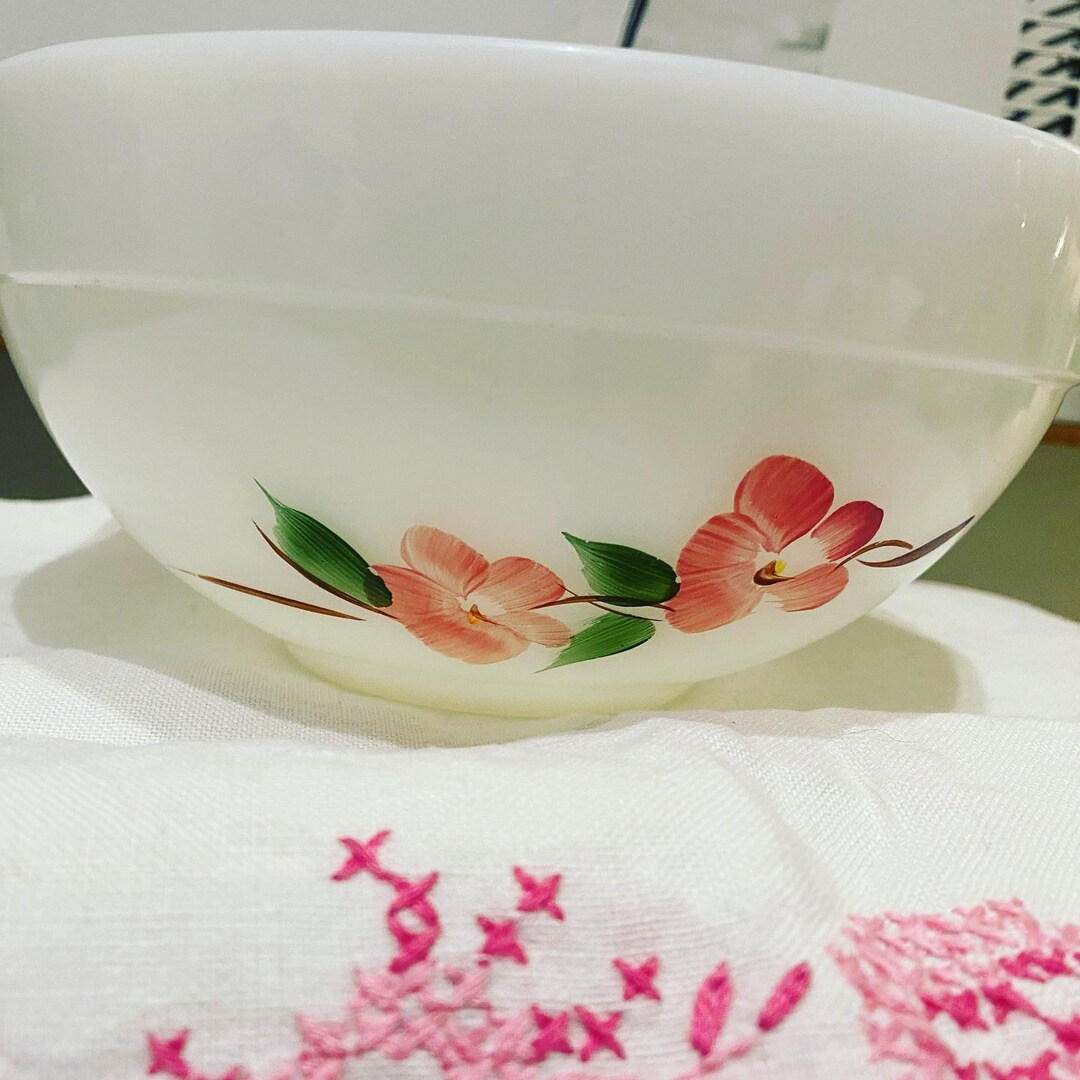 Anchor Hocking Fire King Hand Painted Bowl Etsy