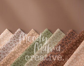 ボヘミアン ヒョウ柄シームレスパターン、ニュートラル チーター柄デジタルダウンロード、商業利用向けファブリック印刷デジタルペーパー