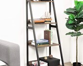 Bookshelf 5 Tier Ladder Shelf Bookcase, Plant Stand, Wooden Bookcase