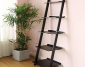 Black Bookshelf 5 Tier Ladder Shelf Bookcase, Plant Stand, Wooden Bookcase