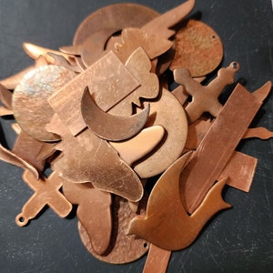 Raw Copper Blanks #300 Random Copper Lots.   30 Stamped Copper Pieces in Each Package!