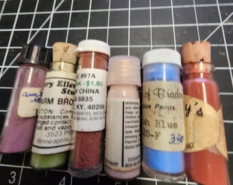 Lot #044 vintage China Paints, superbes couleurs ! Utiliser comme glaçure pour l'émaillage.