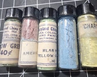 Kavel #038 Vintage China Paints, geweldige kleuren! Gebruik als overglazuur bij het emailleren.