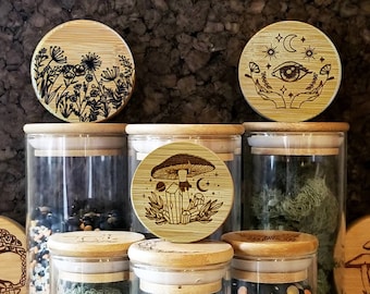 Bamboo Lid Glass Jars | Engraved Lids