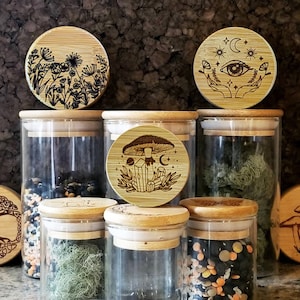 Bamboo Lid Glass Jars | Engraved Lids