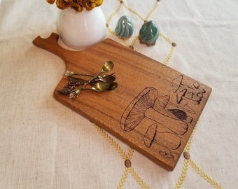 Whimsical Acacia Wood Charcuterie Board | The Fungus Among-us Engraved Design