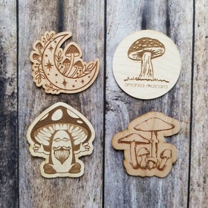 Wooden Stickers | Mushroom Series I Maple | Mandala | Eye
