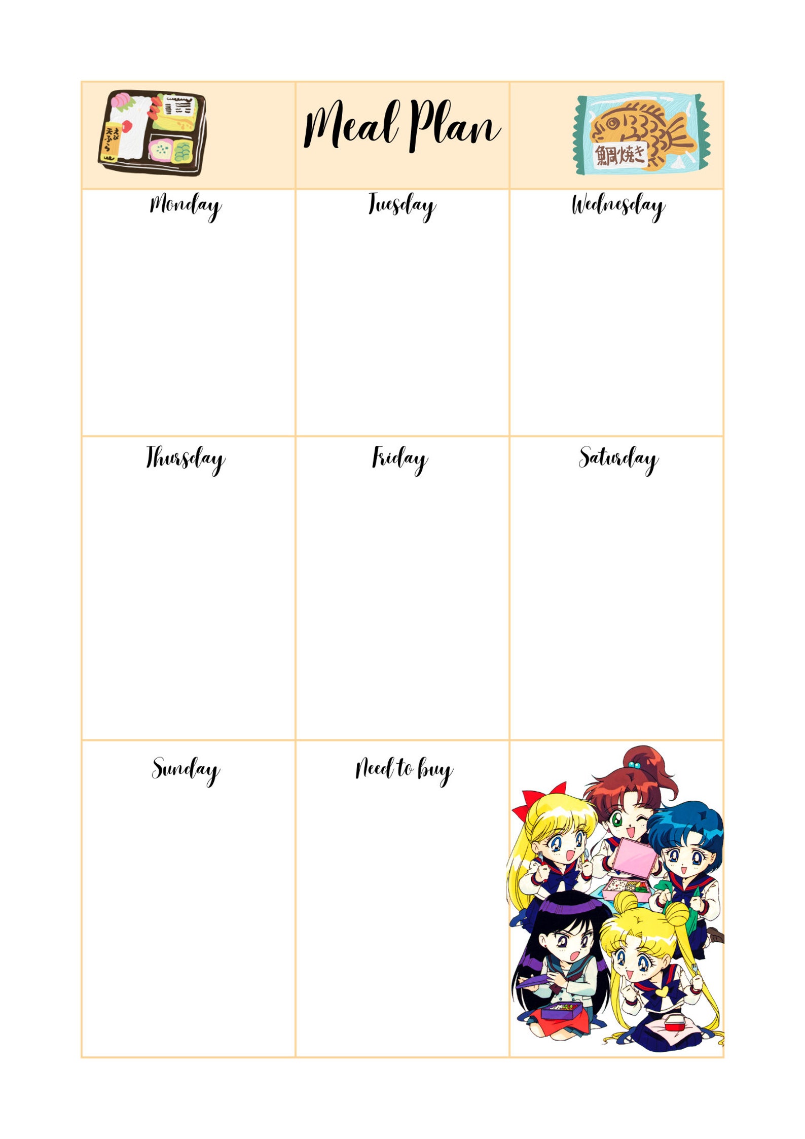 Sailor Moon Pdf Printable Planner Pack - Etsy