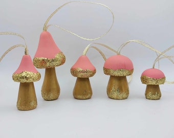 Glitter mushroom ornament set of 5