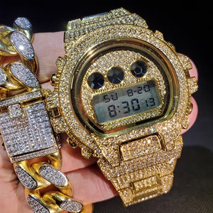 18K Men's Casio G-Shock Style Digital Diamond Watch | High Quality AAA+ Shine Fully Iced Out | 30M Waterproof, Shockproof, LED Backlight