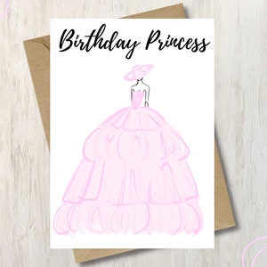 Cartão IMPRIMÍVEL para ela, DOWNLOAD DIGITAL para filha, irmã, namorada, esposa, etc. Princesa de aniversário. Cartão de aniversário 10x7.