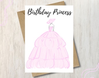 PRINTABLE card for her, DIGITAL DOWNLOAD for daughter, sister, girlfriend, wife, ect. Birthday princess. 10x7 Birthday card.