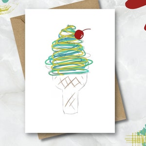 Greeting Card / Digital Card / Printable Card / Ice-cream Card / Cute / Digital Download / Cute Card / Cards / Summer Card / Ice-Cream/ 10x7