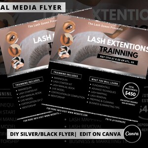 DIY Silver Lash Training Flyer, Social Media Flyer, Lash Technician Flyer, Lash Course Flyer, Lash Class Flyer,Lash Workshop