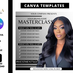 Business Masterclass course , eflyer course, canva template courses, online course template flyer, business coach flyer, canva diy,
