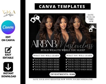 Airbnb master class flyer, diy airbnb class flyer, airbnb instagram templates, ig flyer,  Airbnb Course, Airbnb Class, Airbnb Flyer