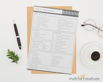 Hospital Bag Checklist, Pregnancy & Labor Packing List (Digital Download)