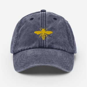 Bee Embroidered Vintage Dad Hat | Bumble Bee Cap | Insect Lover Gift | Gardener Present | Retro Bug Shirt