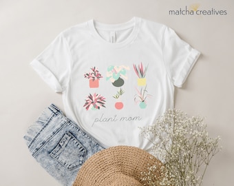 Camiseta com estampa "Mãe de Plantas", camiseta divertida para amantes de plantas.