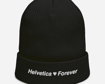 Helvetica Forever Embroidered Organic Cotton Beanie