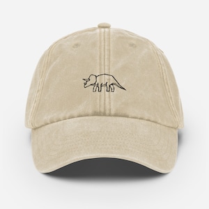 Vintage Dad Hat Dinosaur | Triceratops Dinosaur Lover Hat | Vintage Dad Hat | Embroidered Beanie