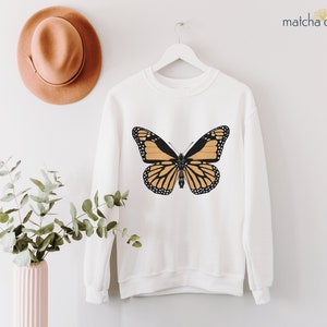 Monarch Butterfly Sweatshirt | Butterfly Lover Tee | Butterfly Graphic Tee | Vintage Tee | Insect Boho Style Long Sleeve Shirt
