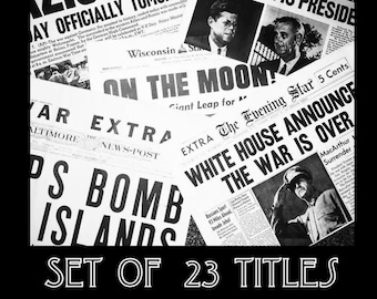 COMPLETE COLLECTION - 23 HEADLINES! - Historical Newspaper Reprints - Free Shipping!