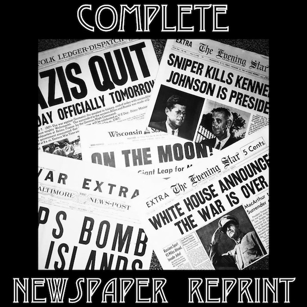 CHOOSE FROM 23 HEADLINES! - Historical Newspaper Reprints