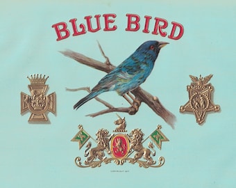 1920s Blue Bird Vintage Embossed Cigar Label