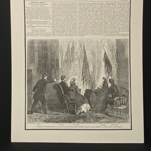 REIMPRESIÓN DE PRIMERA PÁGINA - Periódico ilustrado de Frank Leslie - Asesinato de Lincoln - 29 de abril de 1865 - Cartulina