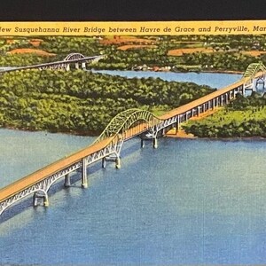 Conjunto de 2 cartões postais colecionáveis de lembrança vintage de Havre de Grace, Maryland, impressos em papel de linho