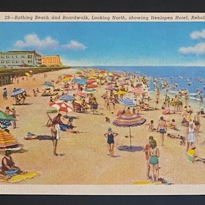 Set van 2 vintage souvenirpostkaarten voor verzamelaars uit Rehoboth Beach, Delaware, gedrukt op linnenpapier