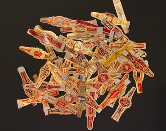 Set of 60 Different Embossed Cigar Labels with Beautiful Designs! Paper Ephemera - Junk Journal