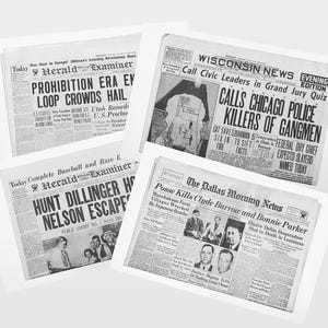 Four Newspaper Reprints - Gangster Era Collector&#39;s Pack!