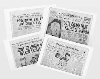 Four Newspaper Reprints - Gangster Era Collector's Pack!