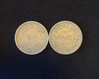 Royal Oak Canning Co. Pickers Tokens (2) - Good for One Bucket - Talbot County, MD